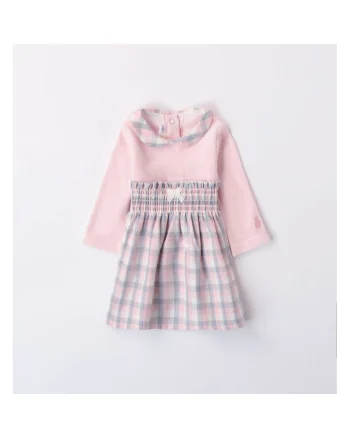 Rochie bicolora pentru bebe fetite,  3.7742TI23, Alb/Gri/Roz
