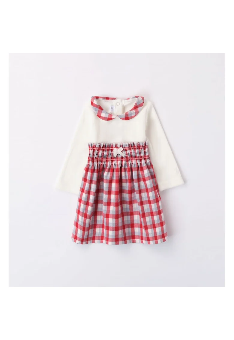 Rochie bicolora pentru bebe fetite,  3.7742TI23, Rosu/Alb/Gri