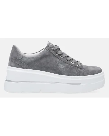 Pantofi sport flatform din piele intoarsa cu logo metalic