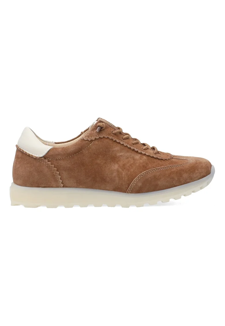Pantofi sport wedge din piele intoarsa cu sireturi
