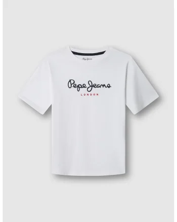 Tricou de bumbac cu imprimeu logo, Alb optic/Rosu vermillion/Gri antracit