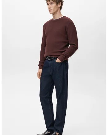 Pulover slim-fit din amestec de bumbac, Rosu inchis