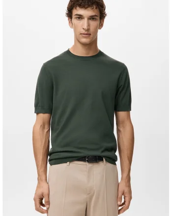 Tricou tricotat fin din bumbac, Verde feriga