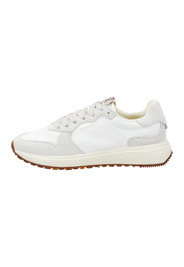 Pantofi sport din piele cu insertii din piele intoarsa Beywin, Gri deschis/Alb optic