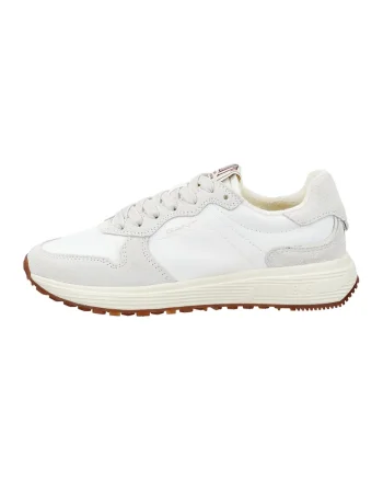 Pantofi sport din piele cu insertii din piele intoarsa Beywin, Gri deschis/Alb optic