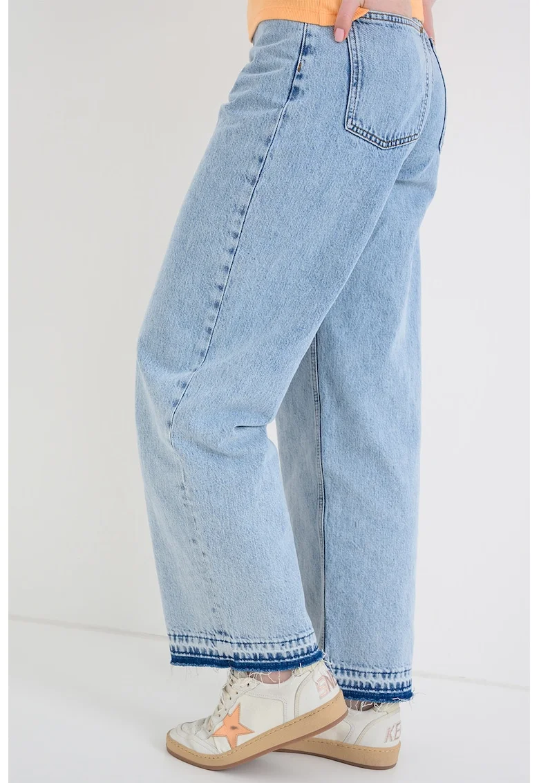 Blugi relaxed fit cu talie medie, Albastru pal