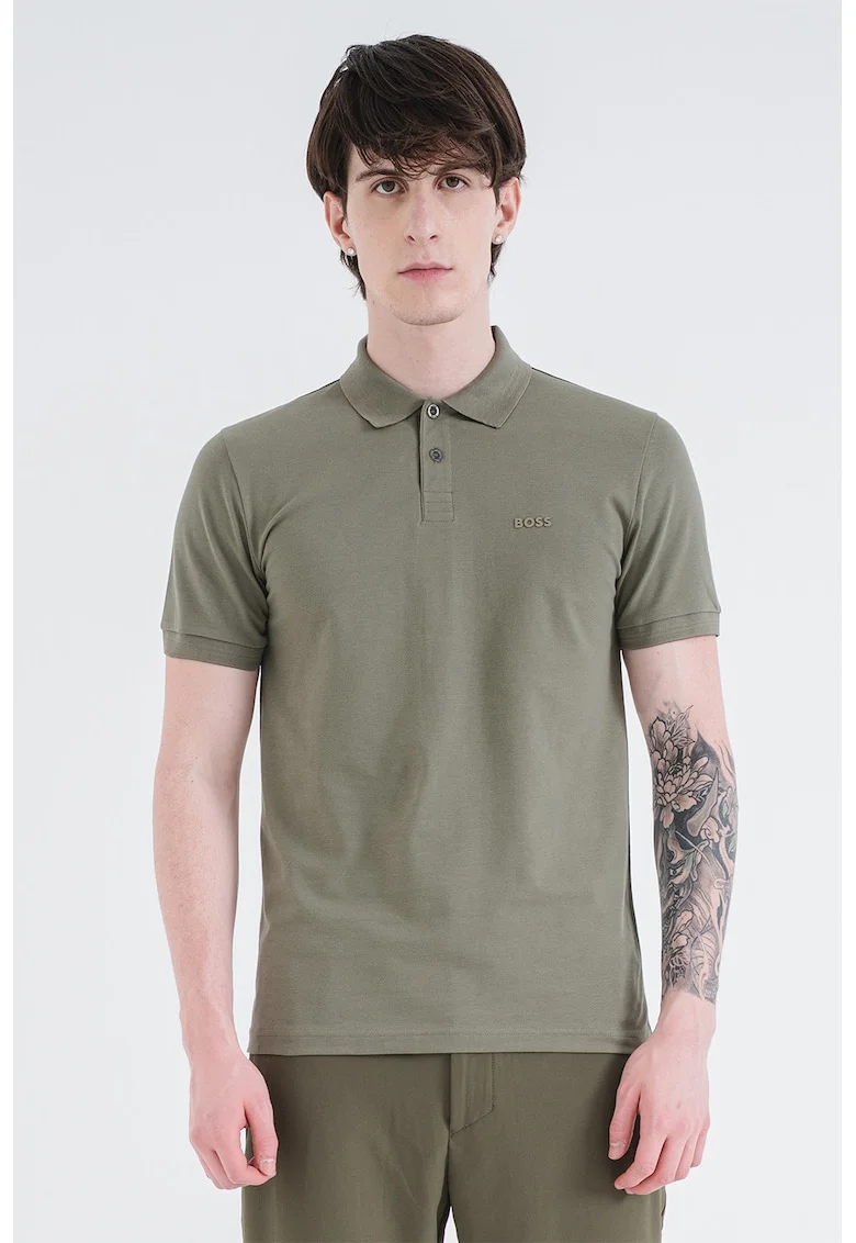 Tricou polo slim fit Paul, Verde feriga