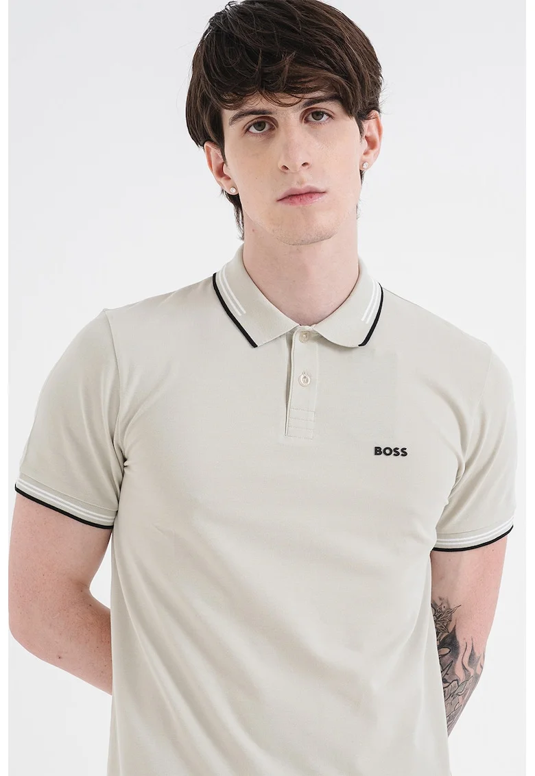 Tricou polo slim fit Paul, Verde pal
