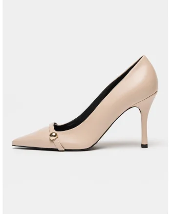 Pantofi de piele cu varf ascutit Sfera Decollete, Maro camel