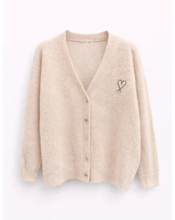Cardigan tricotat supradimensionat,  bej, One Size