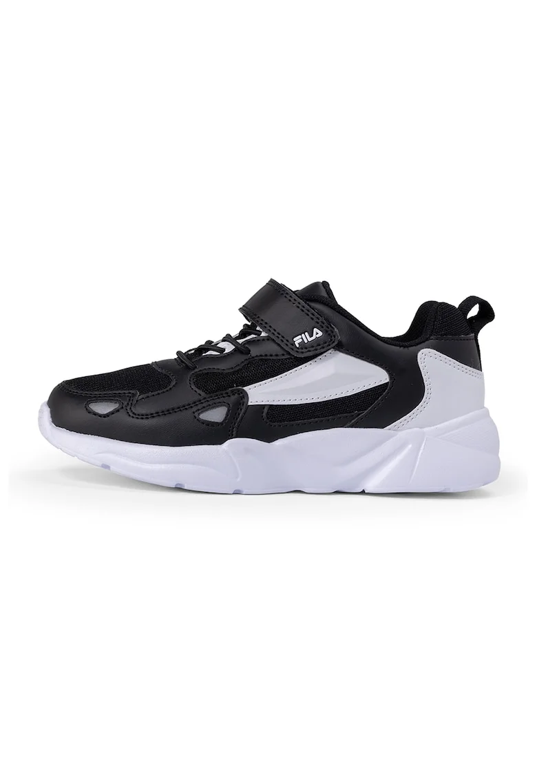 Pantofi sport de piele ecologica si material textil Ventosa, Negru/Alb optic