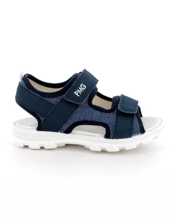 Sandale cu inchidere velcro si decupaje, Albastru prafuit/Bleumarin