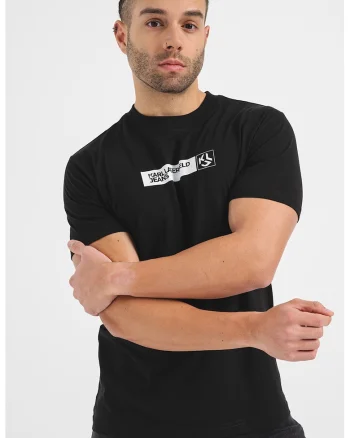 Tricou slim fit cu logo, Negru/Alb optic