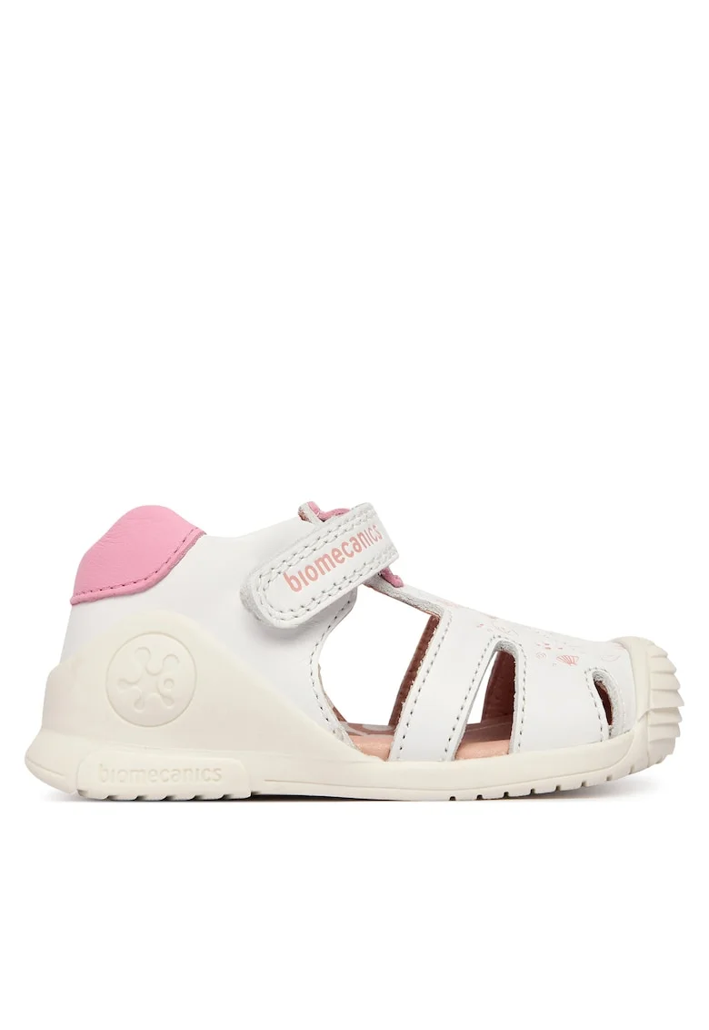 Sandale copii,  piele naturala, alb, sistem inchidere Velcro