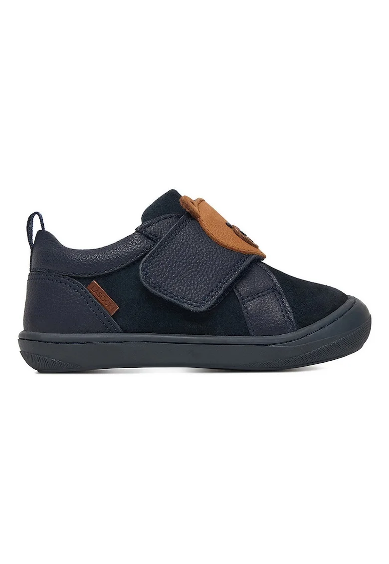 Pantofi copii,  piele naturala, albastru, sistem inchidere Velcro