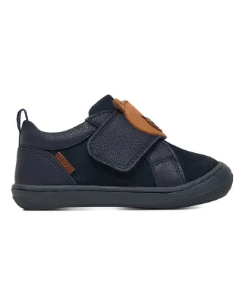 Pantofi copii,  piele naturala, albastru, sistem inchidere Velcro