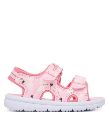 Sandale copii,  roz, textil, cu sistem de inchidere Velcro