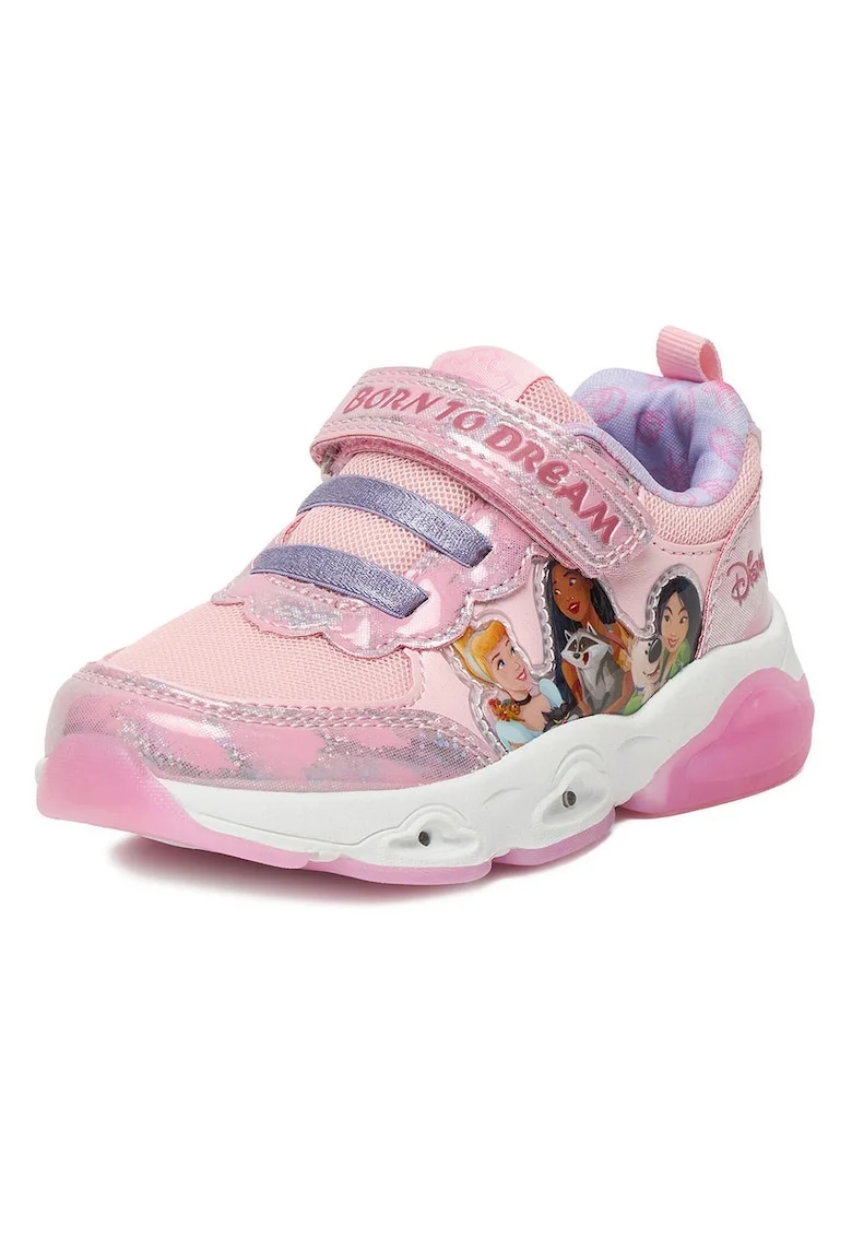 Pantofi sport copii,  adidasi cu LED-uri, roz, sintetic, inchidere velcro