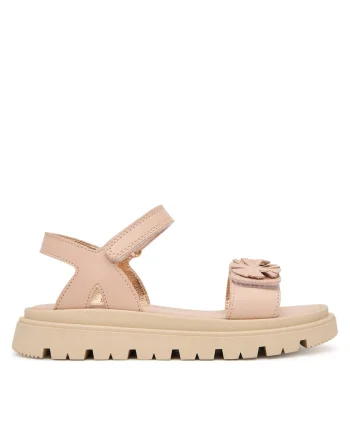 Sandale copii,  piele naturala, roz deschis, velcro