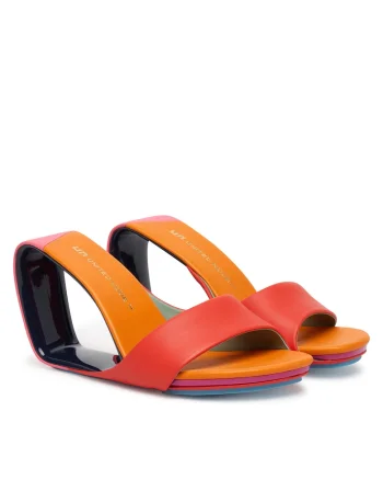 Papuci dama,  piele naturala, multicolor
