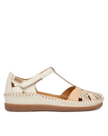 Pantofi dama,  piele naturala, alb, velcro
