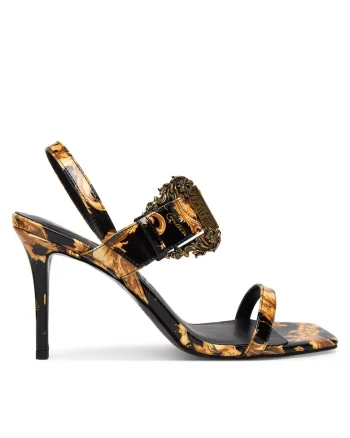 Sandale dama,  stiletto, negru, piele ecologica
