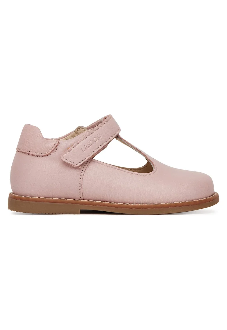Pantofi fete  piele naturala, roz, inchidere Velcro
