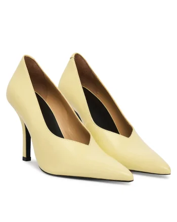 Pantofi dama,  stiletto, piele naturala, galben