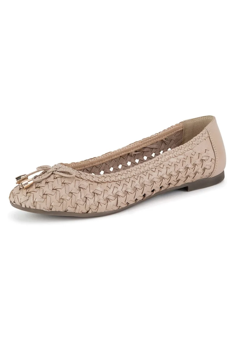 Balerini dama,  piele naturala, bej,