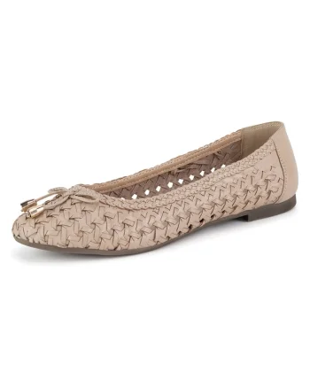 Balerini dama,  piele naturala, bej,