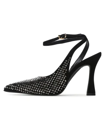 Pantofi dama,  Piele naturala, Negru/Argintiu,