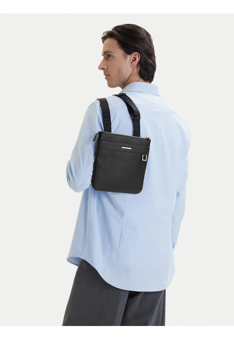 Geanta barbati,  piele ecologica, negru, One Size INTL