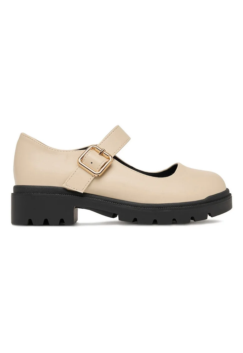 Pantofi fete,  bej, material sintetic, talpa groasa