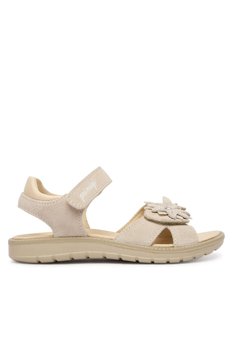 Sandale copii,  bej, piele naturala, sistem inchidere Velcro