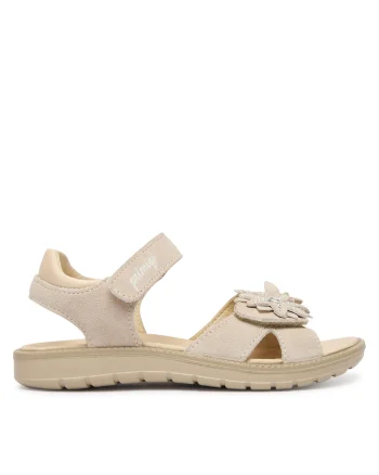 Sandale copii,  bej, piele naturala, sistem inchidere Velcro