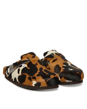 Papuci  maro din piele naturala, Maro