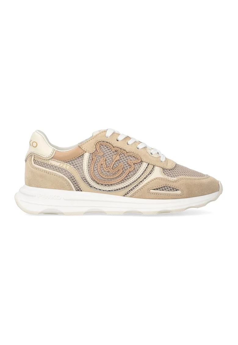 Pantofi sport din piele intoarsa si plasa Zoe, Bej/Alb optic