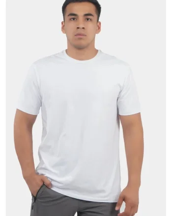 Tricou uniton din bumbac, cu maneca scurta, pentru barbati, Alb
