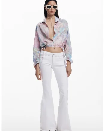 Camasa crop cu imprimeu floral
