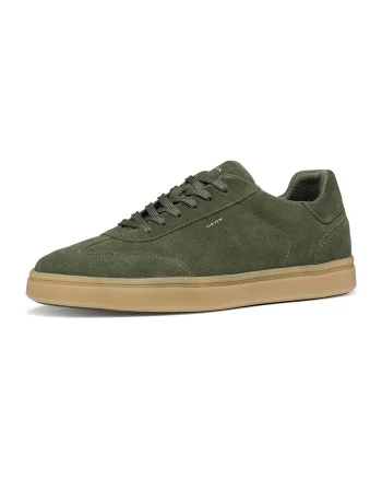 Pantofi sport low-cut din piele intoarsa, Verde masliniu inchis