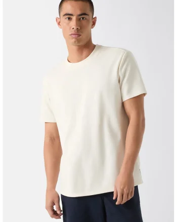 Tricou uni cu decolteu la baza gatului, Alb murdar