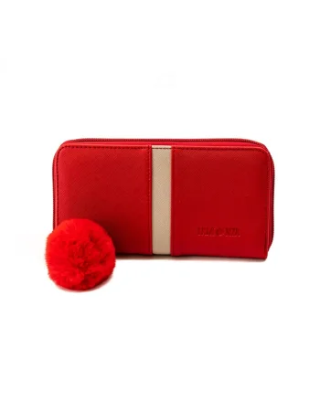 Portofel dama  Ofelia rosu 19x10x2.5 cm cu ciucure