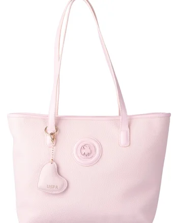 Geanta shopper de piele ecologica cu fermoar, Roz pastel