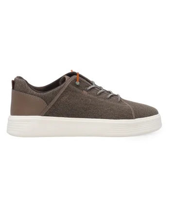Pantofi sport uni din material textil cu flatforma, Maro