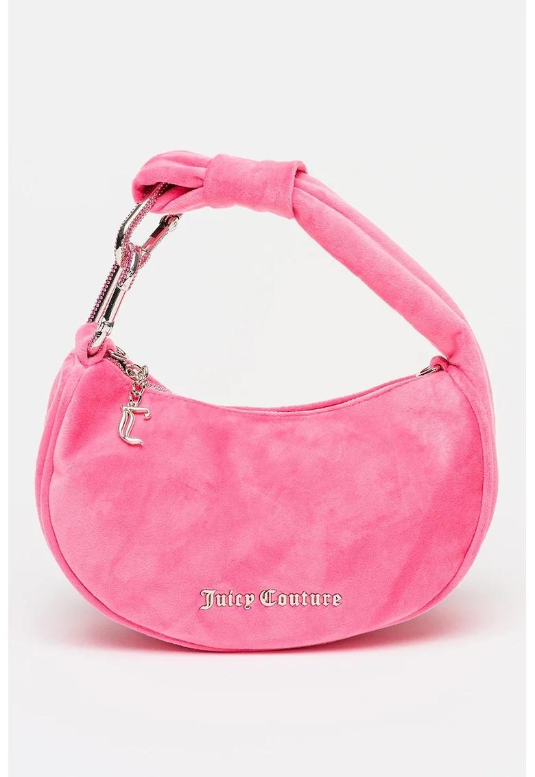 Geanta hobo mica cu aspect catifelat Bolssom, Roz deschis