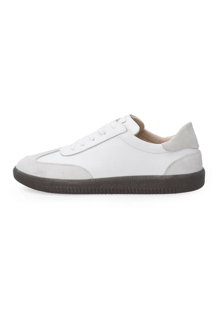 Pantofi sport din piele cu detalii din piele intoarsa, Alb