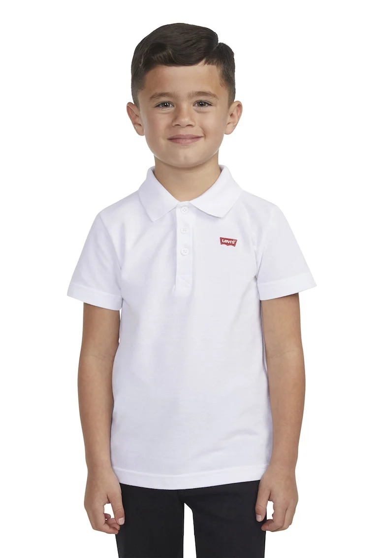 Tricou polo din material pique cu maneci liliac, Alb