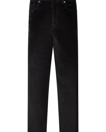 Pantaloni conici cu aspect de catifea, Negru