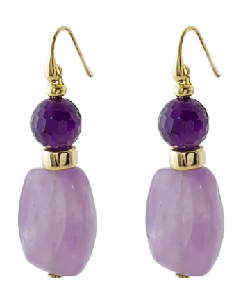 Cercei placati cu aur de 18K si cu agate, Auriu/Violet