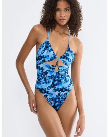 Costum de baie intreg Midnight Swim, Albastru royal/Albastru deschis